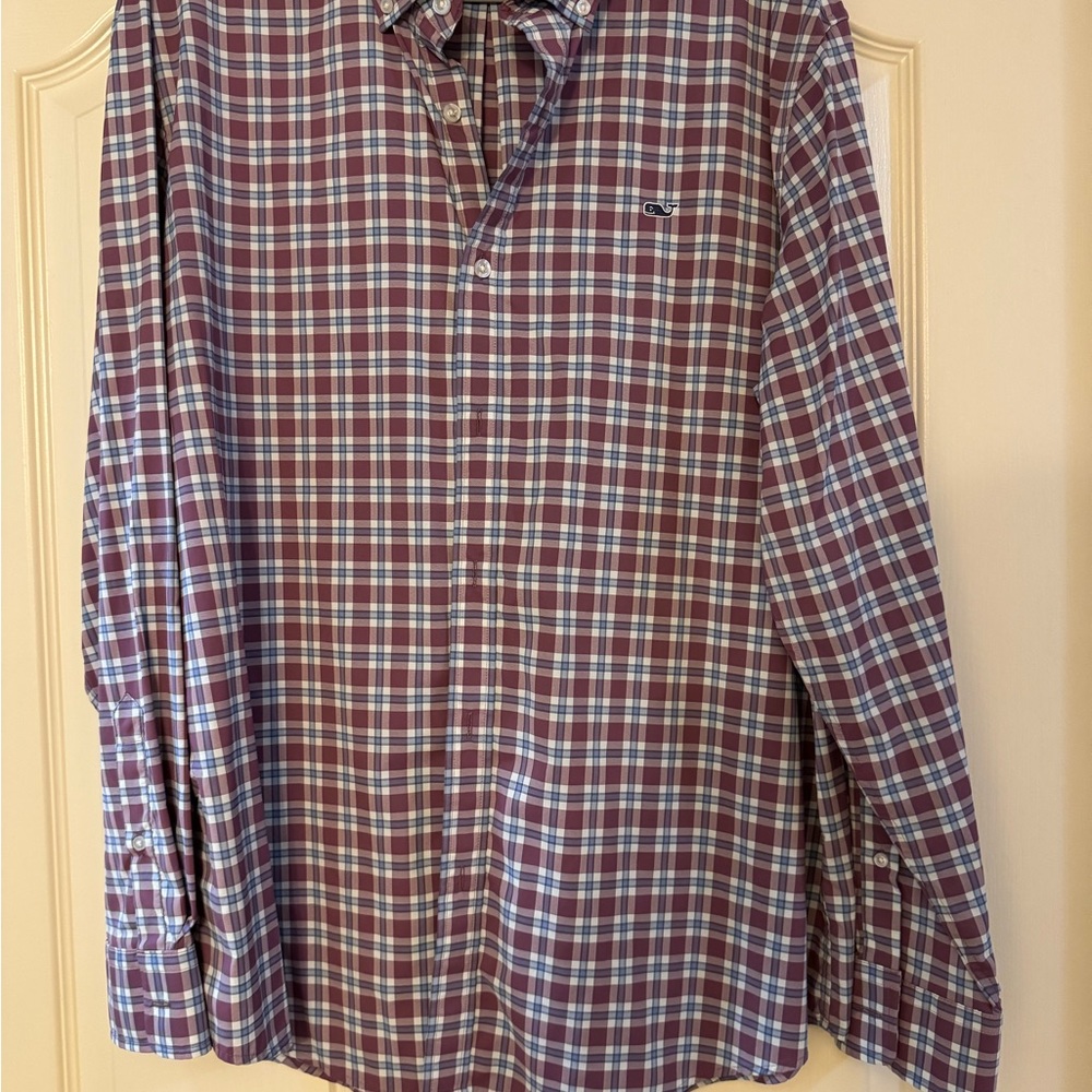 Vineyard Vines Men's Maroon Plaid Shirt